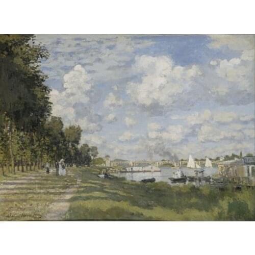 Claude Monet Printed Pictures Painting village and Neat trees On Canvas Unique Gifts Home Decoration