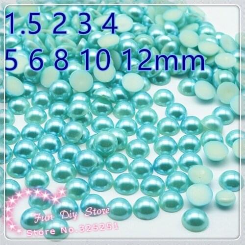 Acid blue 1.5 2 3 4 5 6 8 10 12mm all size flat back cabochon pearl