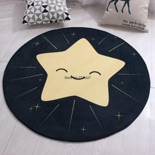 Living Room Cartoon with Black Star Carpet Cute Animal Print Carpet Non-slip Durable Baby Game Mat Bedroom Living Room Floor Mat