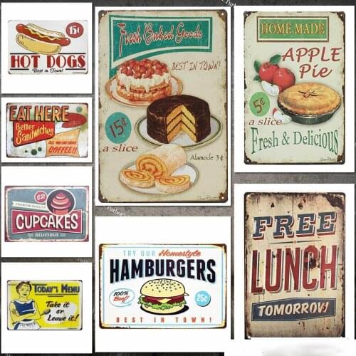 Kitchen Signs Wall Decor Rustic Fresh Baked Goods Best In Town Vintage Retro Metal Food Tin Sign for Resturant Decoration