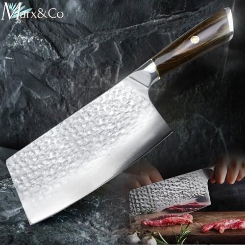Kitchen Knife 7 inch Chinese Cleaver 7CR17 440C Forged Stainless Steel Full Tang Chopper Chef Butcher Meat Santoku Vege Slicer
