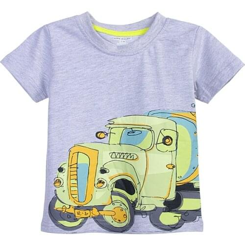 Little Maven New Summer Children Clothing Cute Short O-neck Heavy Truck Grey Cotton Quality Boys Casual Tshirt