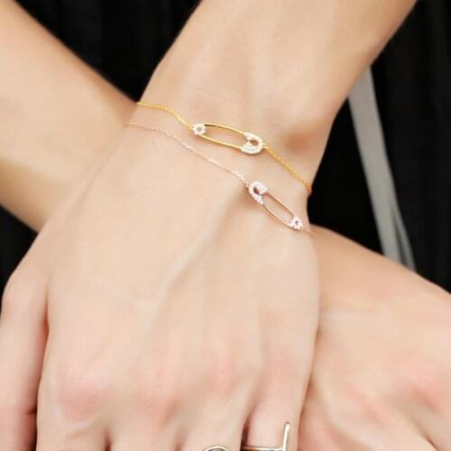 Fashion Newest Cheap 925 Sterling Silver Safety Pin Bracelets for Women Girls Delicate Silver Color Charm Bracelet Jewelry Gift