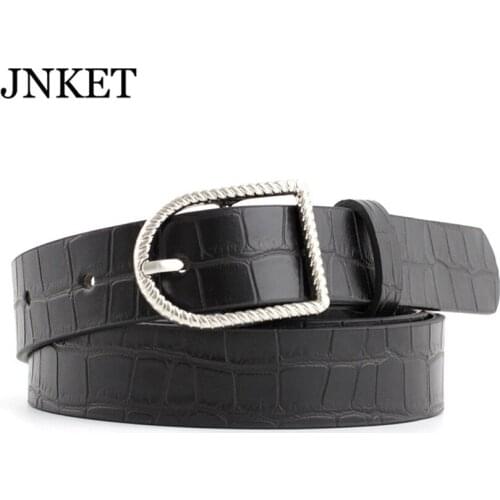 JNKET Fashion Women PU Leather Belt Crocodile Pattern Belt Pin Buckle Belt Jeans Belt Decorative Waist Belt Cinturon