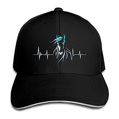 Heartbeat Horse Dad Hat Mens Mens Stylish Baseball Cap Black