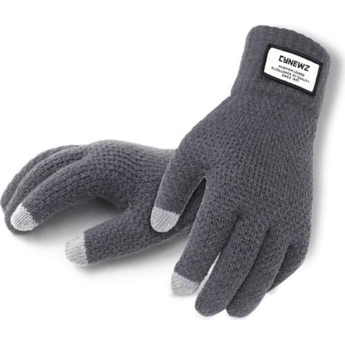 Winter Autumn Men Knitted Gloves Touch Screen High Quality Male Thicken Warm Wool Cashmere Solid Gloves Men Mitten Business