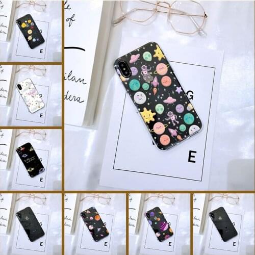 Soft Phone Case Silicone For Apple iPhone 6 S 6S 7 8 X XR XS Max Cute SPace Star Moon Back Cover For iPhone 8 7 6S 6 S Plus Case