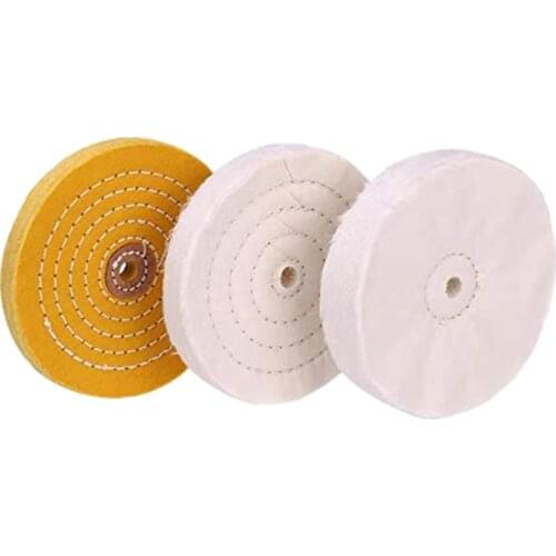 3-Piece 6-Inch Mirror Polishing Wheel Set Cotton Wheel for Bench Grinder Tools with 1/2 Inch Arbor Hole wheels