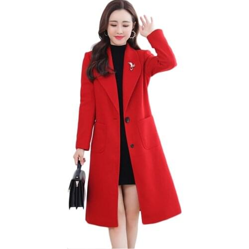 New Winter Jacket coat Plus size Women noble Casual Woolen coat Womens Long Wool coats Womens clothing Overcoats Grey Black 3XL