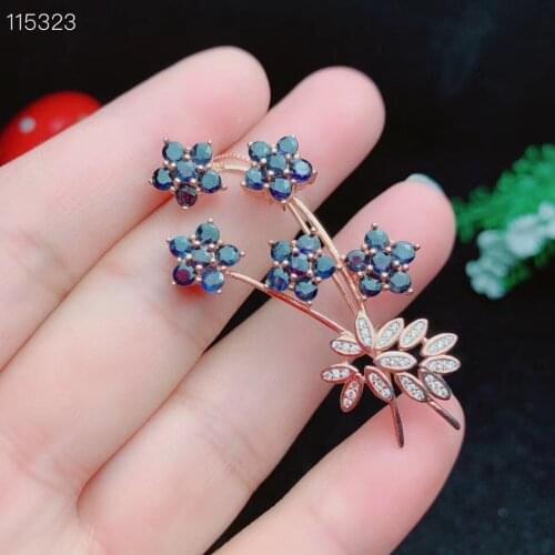 New Arrival Real and Natural Sapphire necklace pendant Free shipping 925 sterling silver For men women