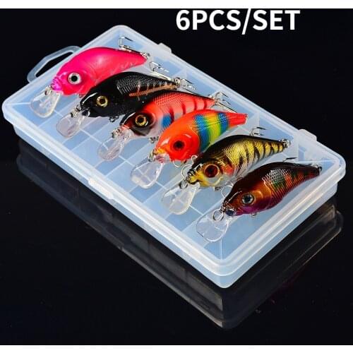 6pcs/box Minnow Lure Plastic Hard Bait 7.5cm/11.5g Fishing Lure Set with Box Fishing Accessories
