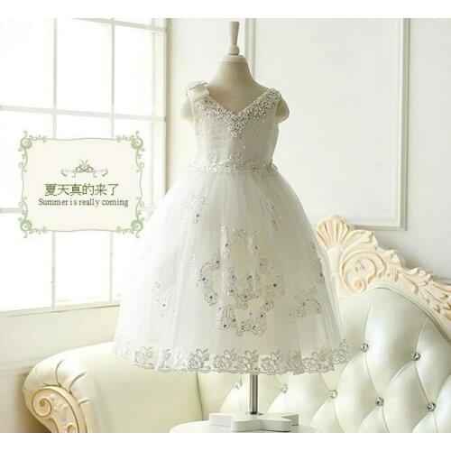 Girls Dress Sequin Tulle Dresses For Girl Party Kids Back Lace V Neck Evening Dresses 2017 Princess Party Brithday Dress