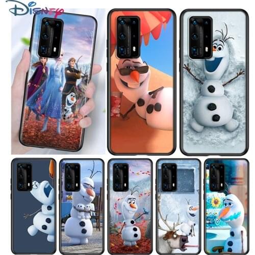 Olaf Snowman Frozen Silicone Cover For Huawei P40 P30 P20 Pro P10 P9 P8 Lite E Plus 2019 2017 5G Black Phone Case