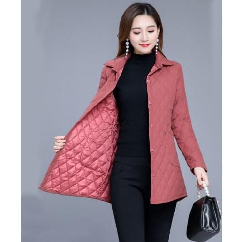 Thin quilted jacket autumn winter Warm Long-sleeved Jacket Parkas new middle age women cotton-padded tops mother Cotton coat