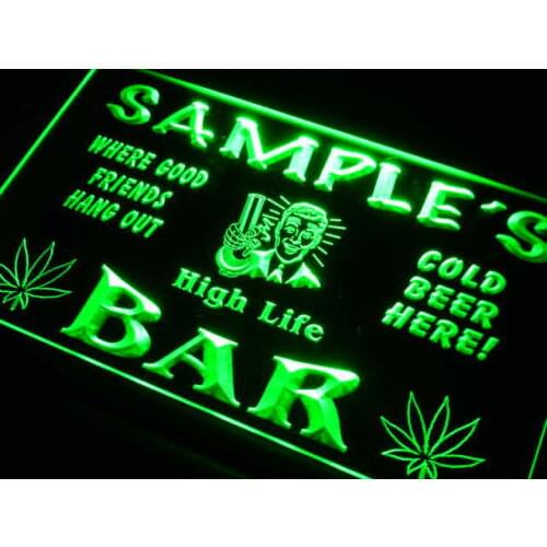 Tp-tm Name Personalized Custom High Life Bar Beer Neon Light Signs with On/Off Switch 7 Colors 4 Sizes