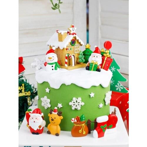 2021 Merry Mhristmas Cake Decoration Resin Santa Claus Gifts For Baby Favors Baking Cupcake Topper Lovely Snowman Supplies
