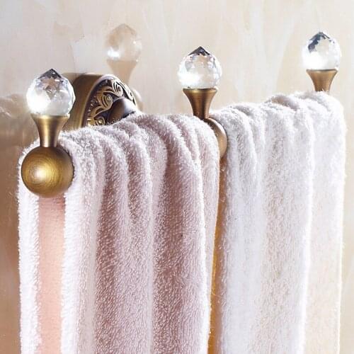 Bathroom Towel Bar Antique Brass Carved Towel Racks Wall Mounted Bath Towel Holder Bathroom Accessories 36cm European Style