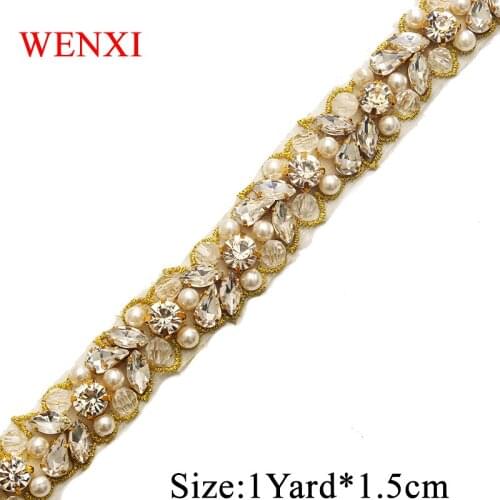 WENXI 10YARDS Crystal Rhinestone Applique Trim For Fancy Bridal Gown Waistband Crystal Rhinestone Applique Accessories WX927