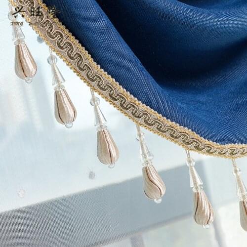 XWL 12M Beads Curtain Tassel Fringe Lace Trims Curtain Accessories Sofa Stage Valance Ribbon Belt DIY Sewing Braided Lace Decor
