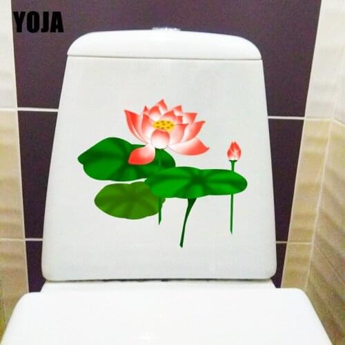 YOJA 21.5*19CM Cartoon Pink Lotus Classic Bathroom Decor Home Room Wall Toilet Sticker T1-0700