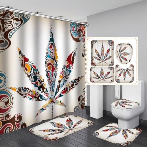 Maple Leaf Shower Curtain Colorful Bathroom Curtain Frabic Waterprood Polyester Bath Curtain With Hooks De Home Textiles