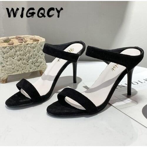 Women slippers Elegant Mules high heels Slippers Slip-On Sandals flip flops Open toe Slides Party Super high heel shoes Woman