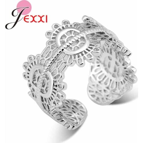 Modern Hollow Silver Flower Rings Women Finger Open Ring Top Quality 925 Sterling Silver Fashion Jewelry for Brithday