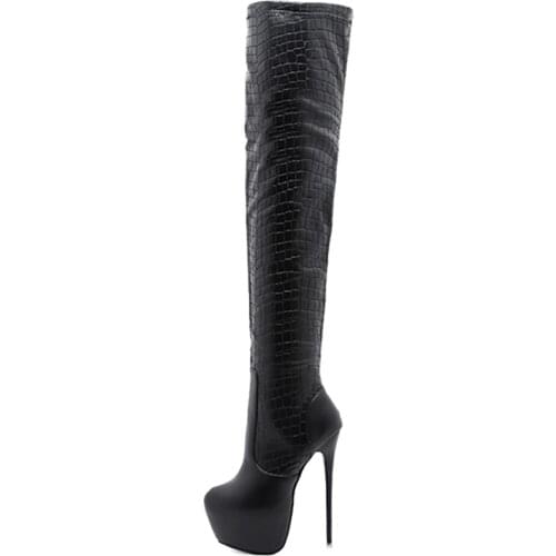 Winter for woman Fashion Sexy Pointed toe Pure Color Catwalk boots Platform Stilettos Heels Zipper Over the knee boots 35-40