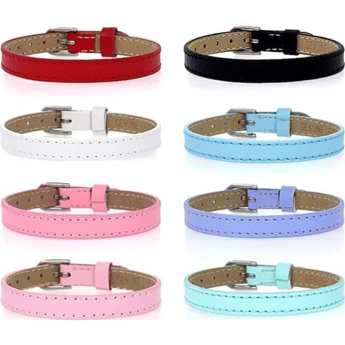 Genuine Leather Wristband Fit 8mm Slide Charms and slide letters 8mm width and 220mm length