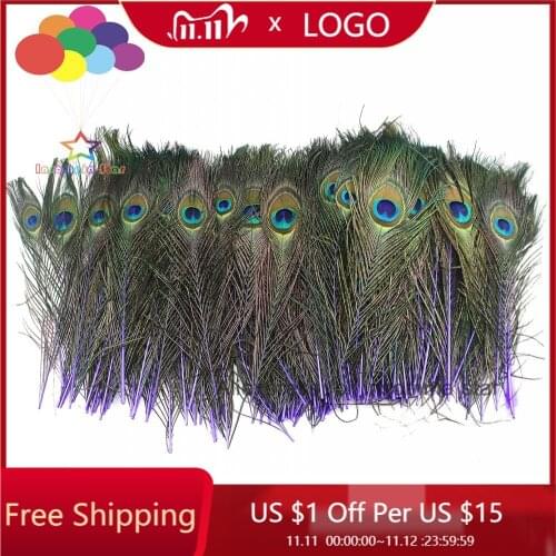 High quality purple peacock feathers 25-32cm beautiful 100pcs jewelry decoration
