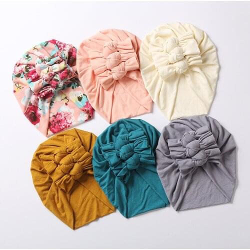 12 Pcs/Lot, Cute Baby Turban Headwraps, Bow Knot Infant Turban Hat, Newborn Toddlers Bonnet Cap Baby Hair Accessories