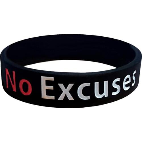 300pcs Motivational Gifts No Excuses Silicone Bracelets Rubber Wristbands Free Shipping by DHL