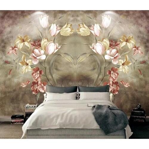 Customized 3D mural wallpaper European flower art background wall decoration mural