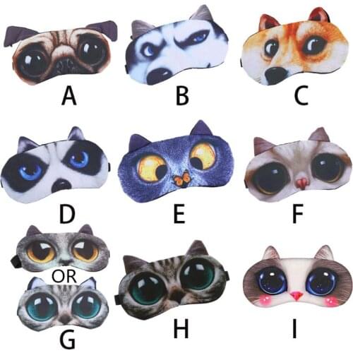 3D Funny Cartoon Animal Dog Printed Eye Patches Sleeping Mask Cotton Blindfold Portable Adjustable
