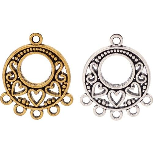 40 x Tibetan Silver/Gold Chandelier Multi Strand Earring Connector Charms Pendants for DIY Jewelry Making Accessories 24x20mm