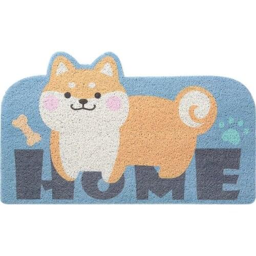 45X75cm/60X90CM cartoon corgi dog pvc coil door mat anti slip dust removal cat doormat flower carpet rug kitchen mat floor mat