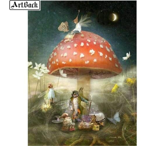 5d diy diamond painting cross stitch mushroom elf full square / round drill diamond embroidery rhinestone home decoration