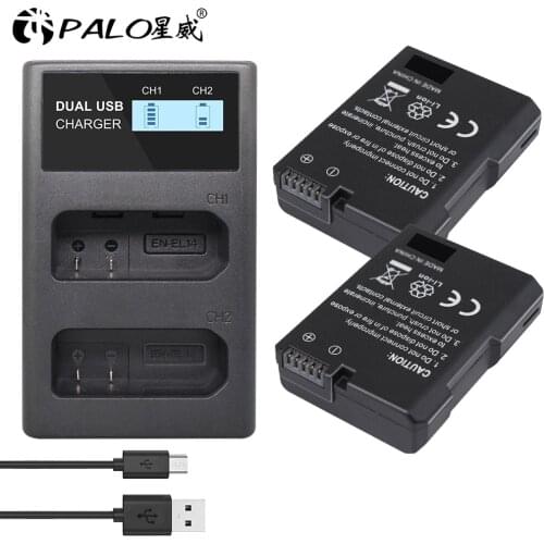 PALO EN-EL14 EN EL14 EN-EL14a camera battery with LCD smart charger for Nikon P7800 D3400 D5500 D5300 D5200 D3200 D3300