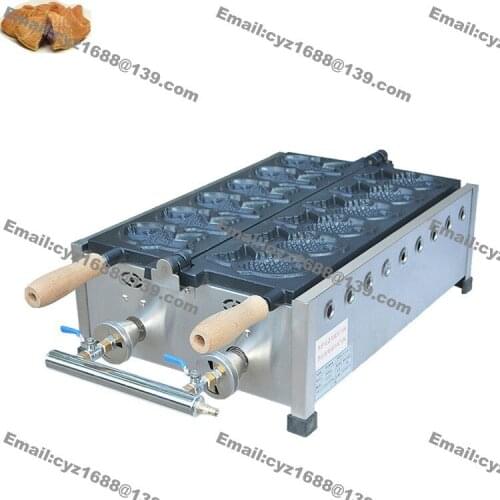 Free Shipping Heavy Duty Nonstick LPG Gas 6pcs Japanese Taiyaki Fish Waffle Maker Iron Baker Machine