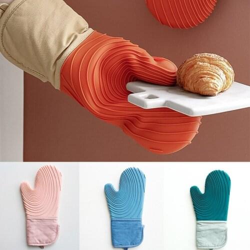 Oven Insulation Gloves Microwave Oven Heat Resistant Anti Slip Waterproof High Temperature Silicone Gloves Baking Tools