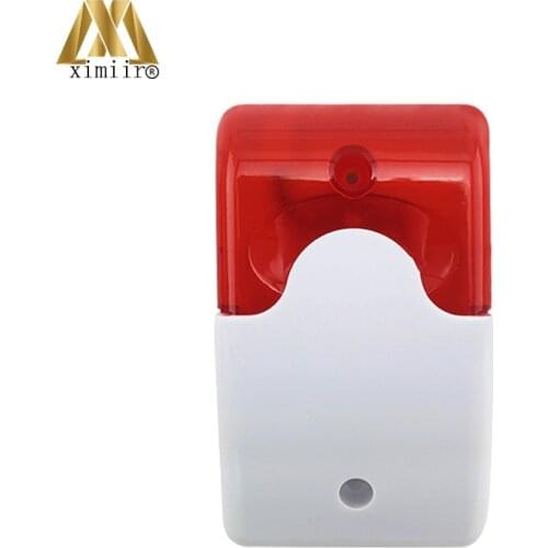 Mini Wired Strobe Siren Durable 12V Sound Alarm Strobe Flashing Red Light Sound Siren Home Security Alarm System XM-S88