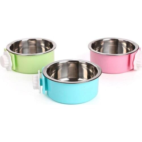 Hanging Candy-colored Stainless Steel Dog Bowl Can Fix The Cage Pet Cat Food Bowl Dog Food Bowl Puppy Travel Accessories