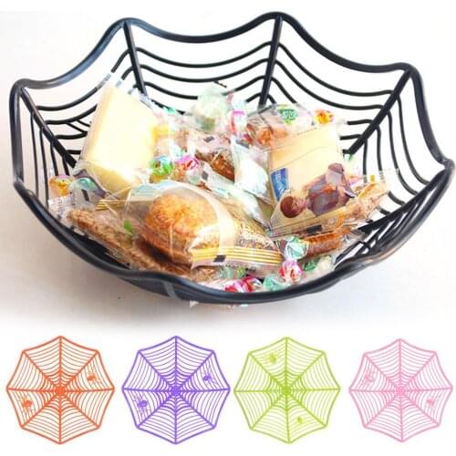 Fruit Basket Spider Web Design Multifunctional Plastic Dessert Candies Plate for Halloween Desktop Display Storage Basket