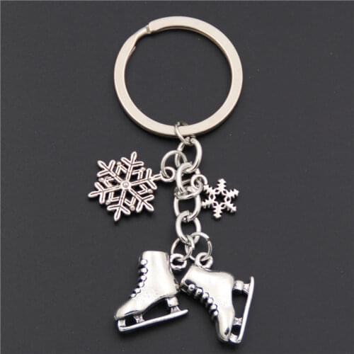 Fashion Winter Sports Keychain Alloy Keychain Ring Skates Skate Shoes Snowflake Pendant Keychain Jewelry Gifts