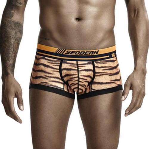 Boxer Underwear Mens Sexy New Style Fashion Leopard Printed Bulge Pouch Underwear Comfortable gay Underwear cueca masculina new