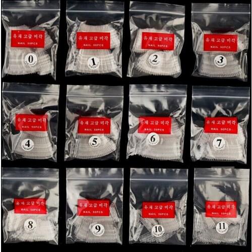600pcs/Lot 10 Sizes Fake Nails Clear Color Mosaic Nails Tips Fashion Beauty Glaze Glass False Acrylic UV Gel Nail Art Tips