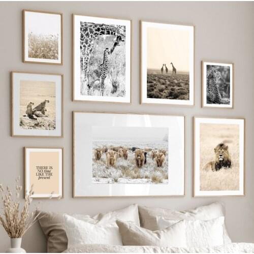 Wild Grassland Lion Leopard Giraffe Wall Art Canvas Painting Nordic Posters And Prints Wall Pictures For Living Room Home Decor