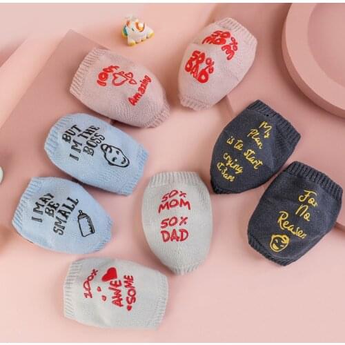 Non Slip Baby Knee Pad Protector For Crawling Elbow Infants Baby Accessories Elastic Cute Letter Leg Warmers For Toddlers Kids