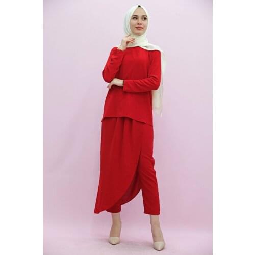 New Season Summer Trend Muslim Dress Pants Shalwar Suit Red