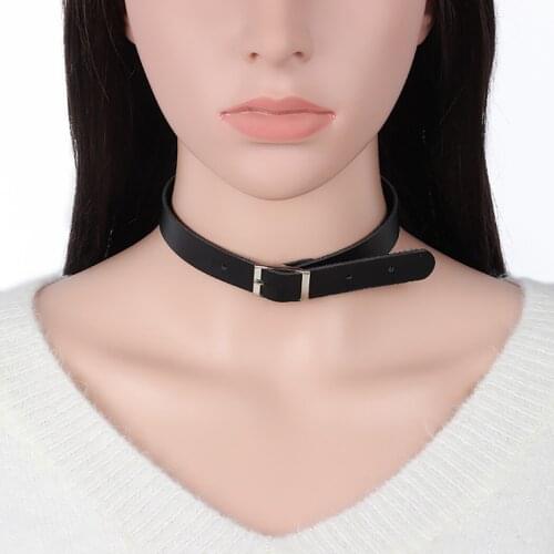 Punk Choker Necklace Adjustable Gothic Choker Faux Leather Choker for Women Hip Hop Bondage Cosplay Accessories